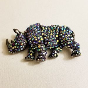 Ab rhinestones Rhino Brooch
